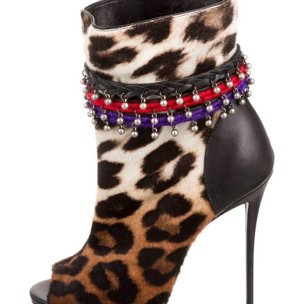 Rare Vintage Giuseppe Zanotti Leopard Stiletto Booties